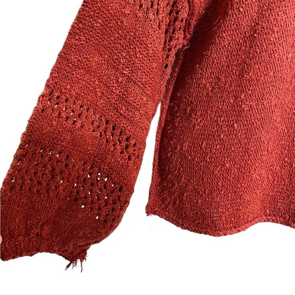 L Love Burgandy Red Loose Knit V-Neck Long Sleeve Sweater - Picture 5 of 13